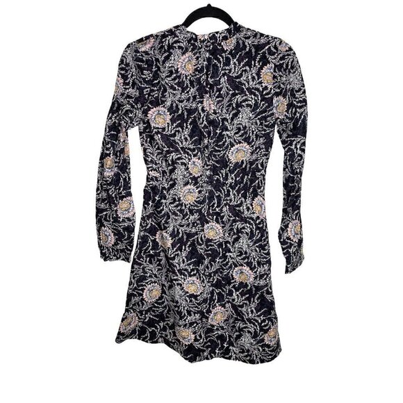 Loft Dress Size XS Women's Long Sleeve Floral Multicolor Mini 100% Rayon Dress - Picture 2 of 6